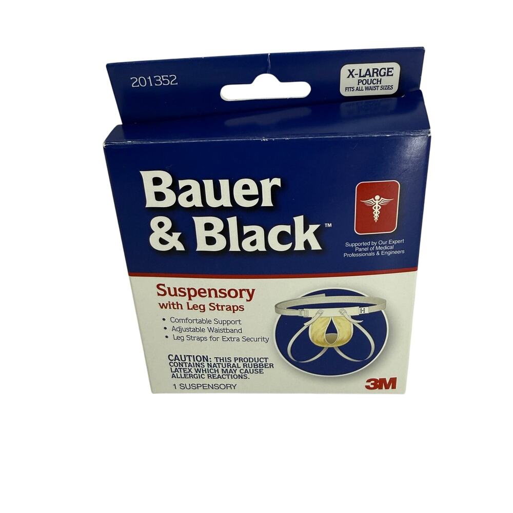 Bauer & Black Suspensory with Leg Straps Adjustable Waistband White XL